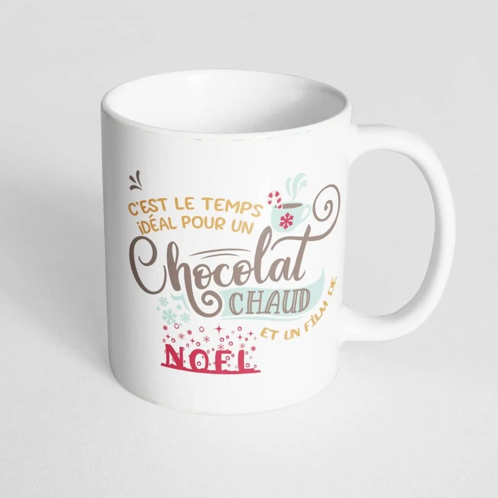 Mug c'est le temps idéal pour un chocolat chaud et un film de Noël