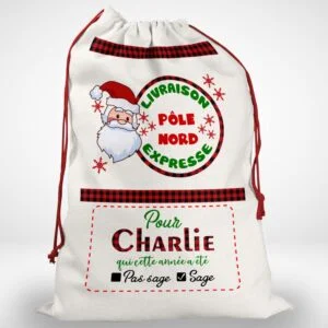 10 idées de cadeaux de Noël personnalisés 41 Hotte de Noël avec un prénom personnalisée