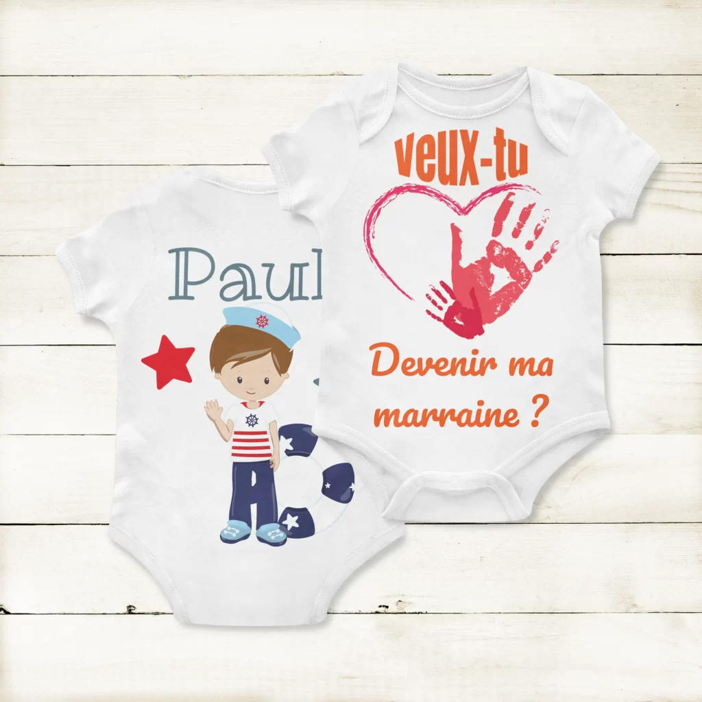 Body bébé personnalisé devant et dans le dos