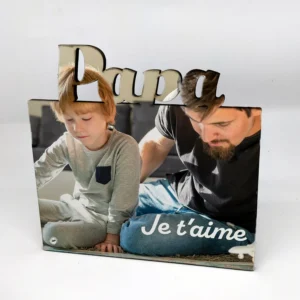 Couvercle pour mug en bambou personnalisé 4 Cadre photo pour papa avec une photo d'un fils avec son père