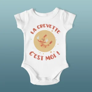 Body pour bébé personnalisé 8 Body bébé avec un motif de crevette marqué "La crevette c'est moi"