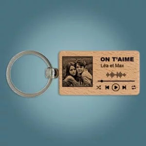 Porte-clés en bois personnalisé avec une photo