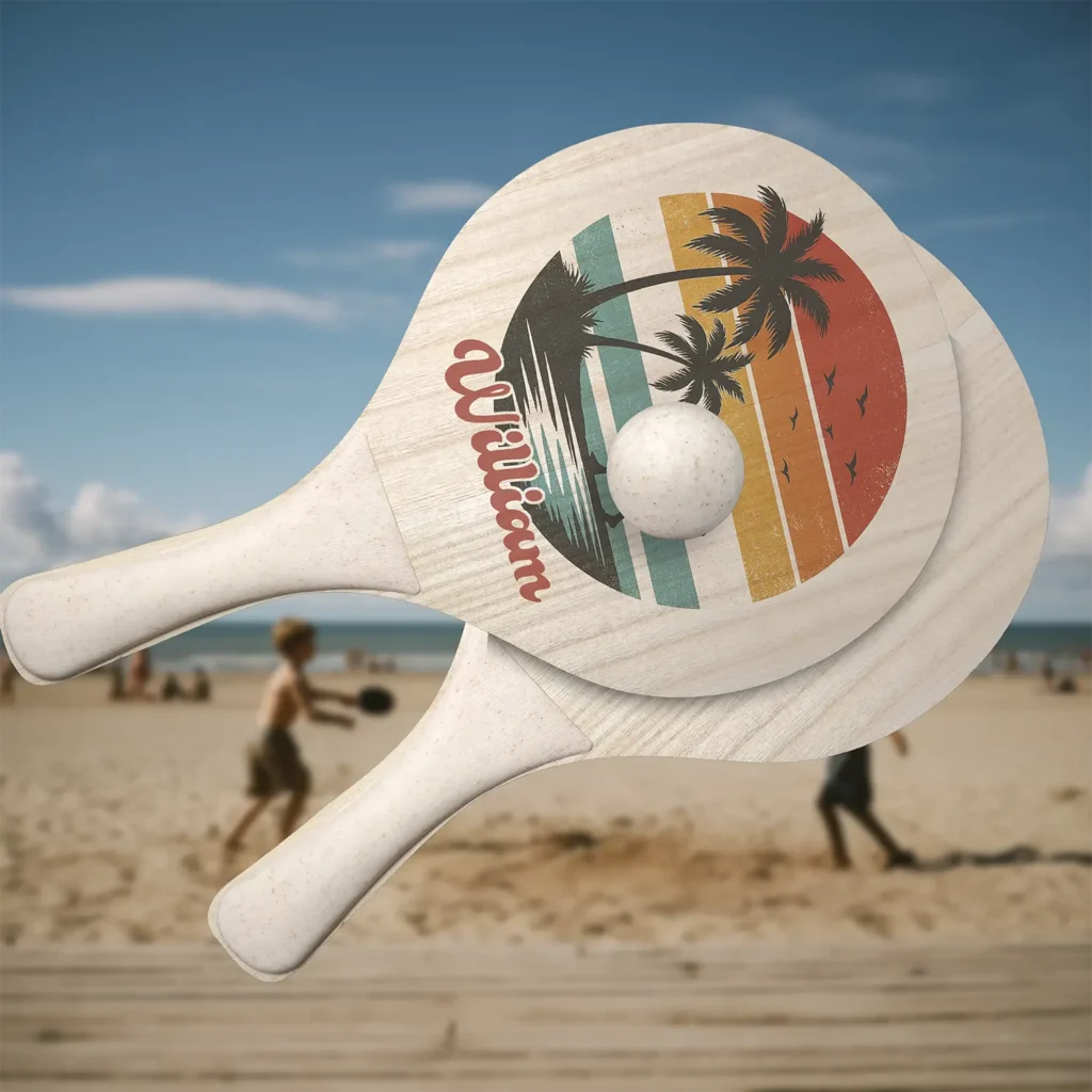 Set de raquettes de plage personnalisées avec un motif vintage